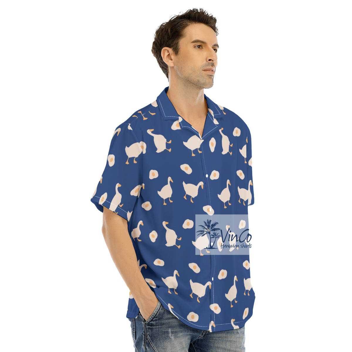 Navy Goose Hawaiian Shirt All Over Print Aloha Shirt