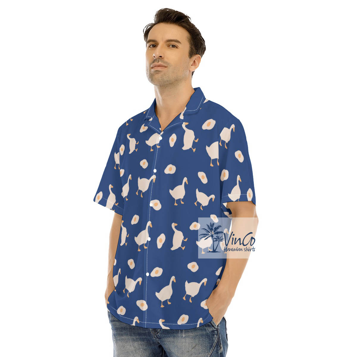 Navy Goose Hawaiian Shirt All Over Print Aloha Shirt