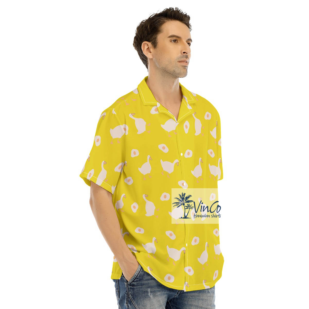 Funny Goose Yellow Hawaiian Shirts For Men