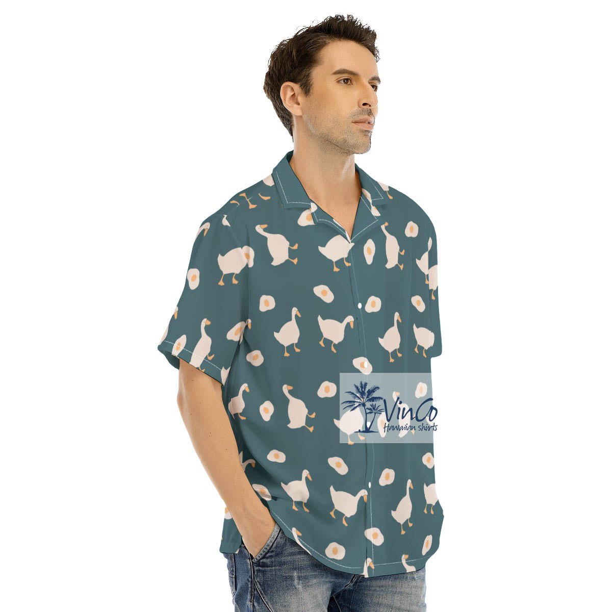 Classic Green Goose Aloha Shirt For Men
