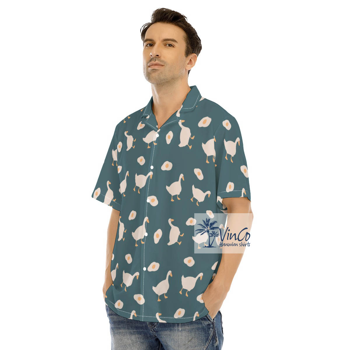 Classic Green Goose Aloha Shirt For Men