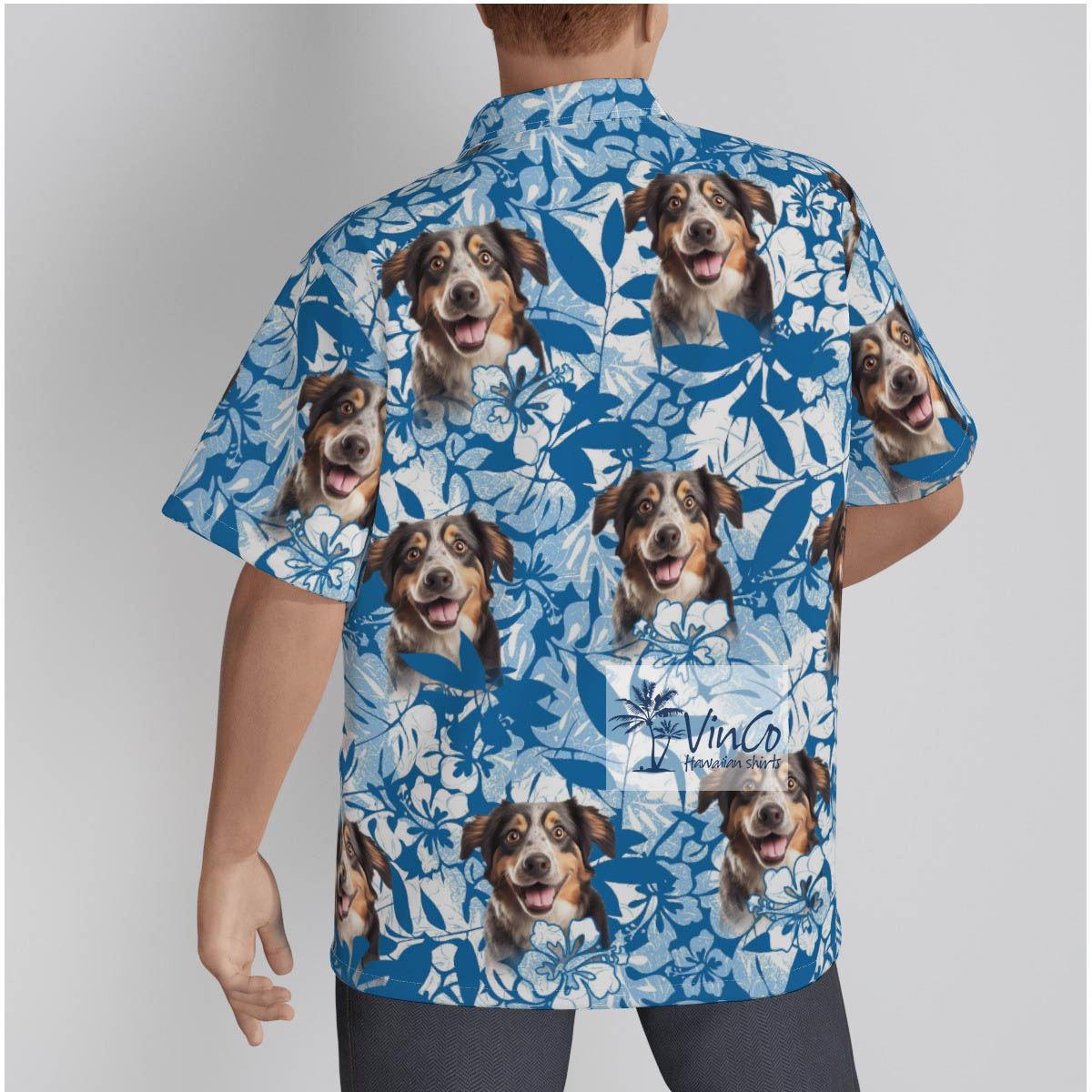 Blue Pet Face Hawaiian Shirt