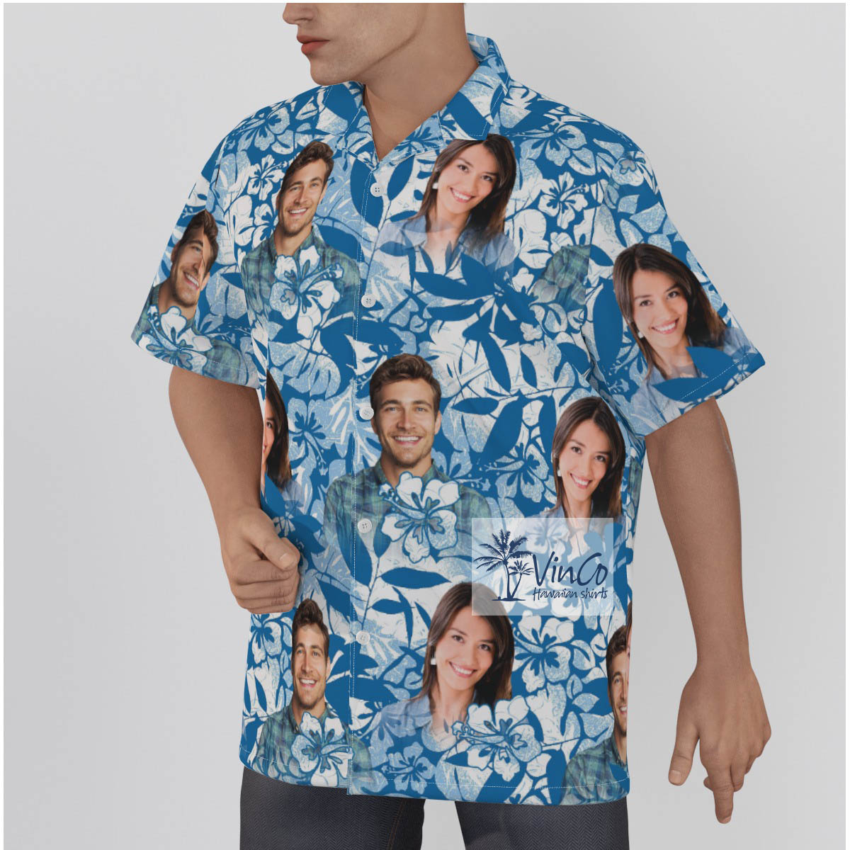 Vintage Blue Custom Hawaiian Shirt With 2 Faces