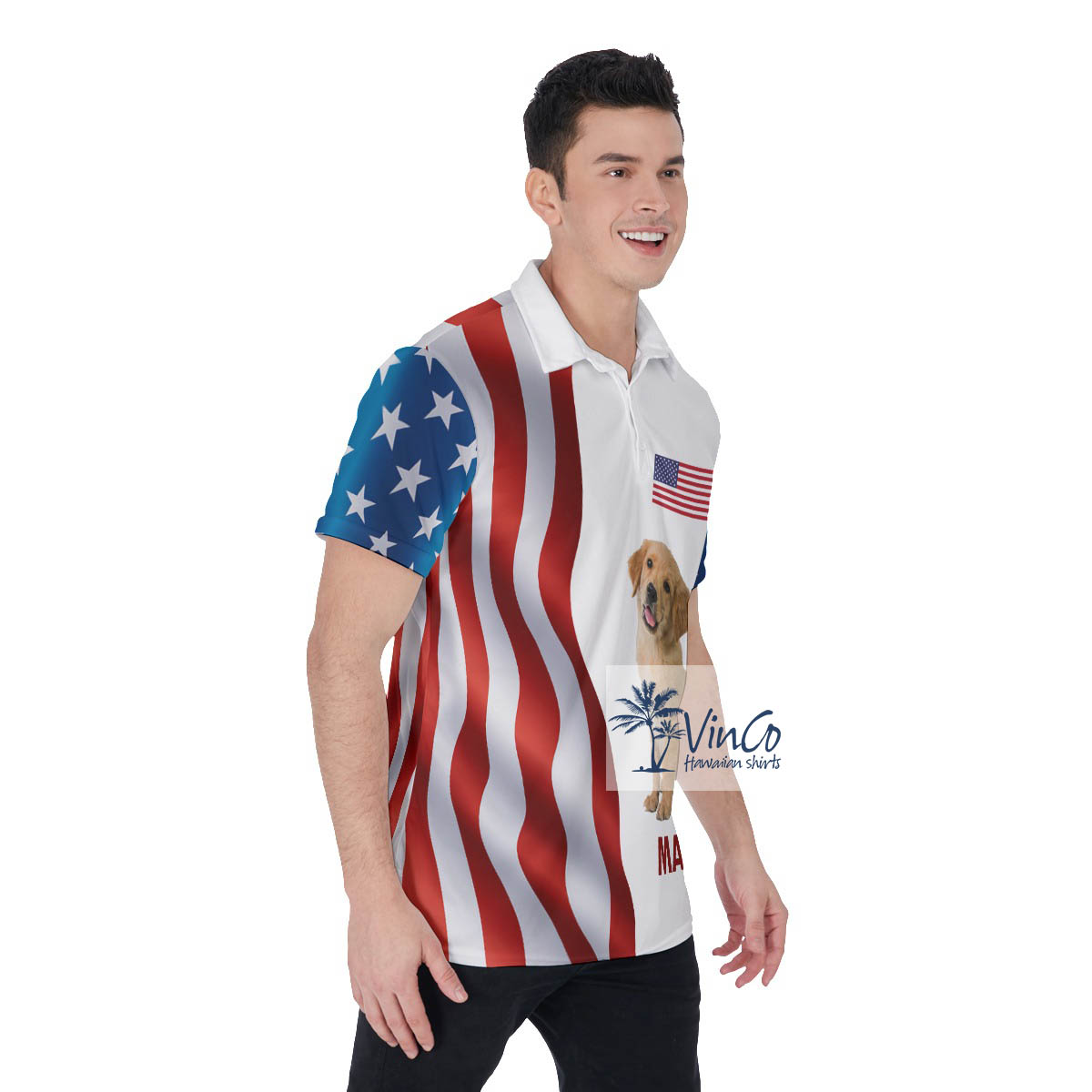 Custom Dog And Name Hawaiian Polo Golf Shirt For Men