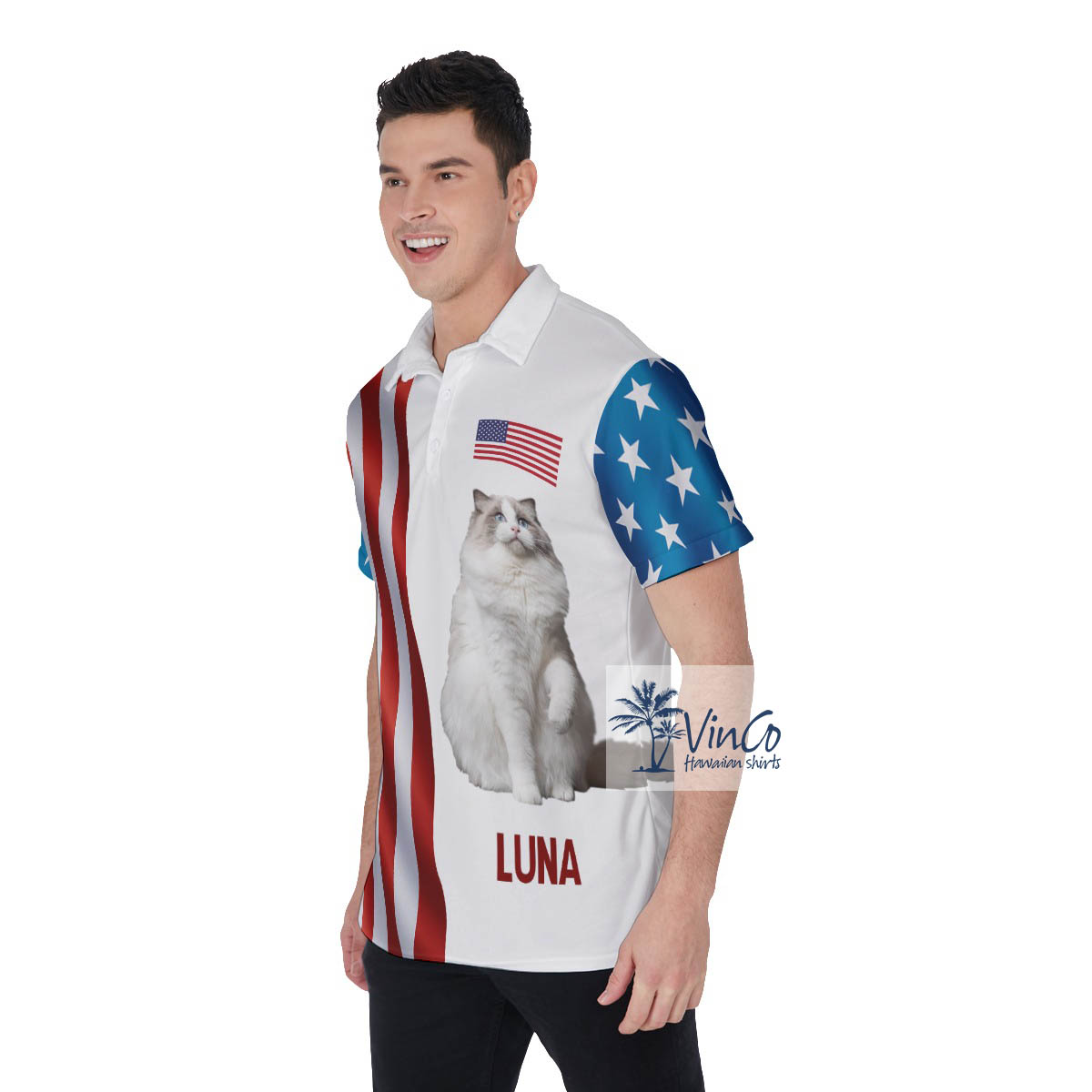 Unique Custom Cat And Names On Hawaiian Polo Shirt Golf Shirt