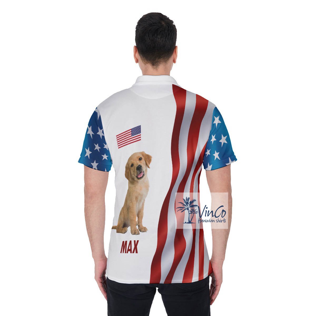 Custom Dog And Name Hawaiian Polo Golf Shirt For Men