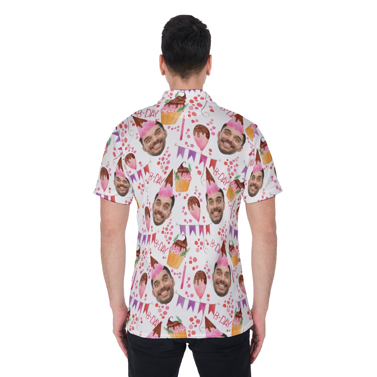 Custom Birthday Boy Face Hawaiian Polo Shirt For Men
