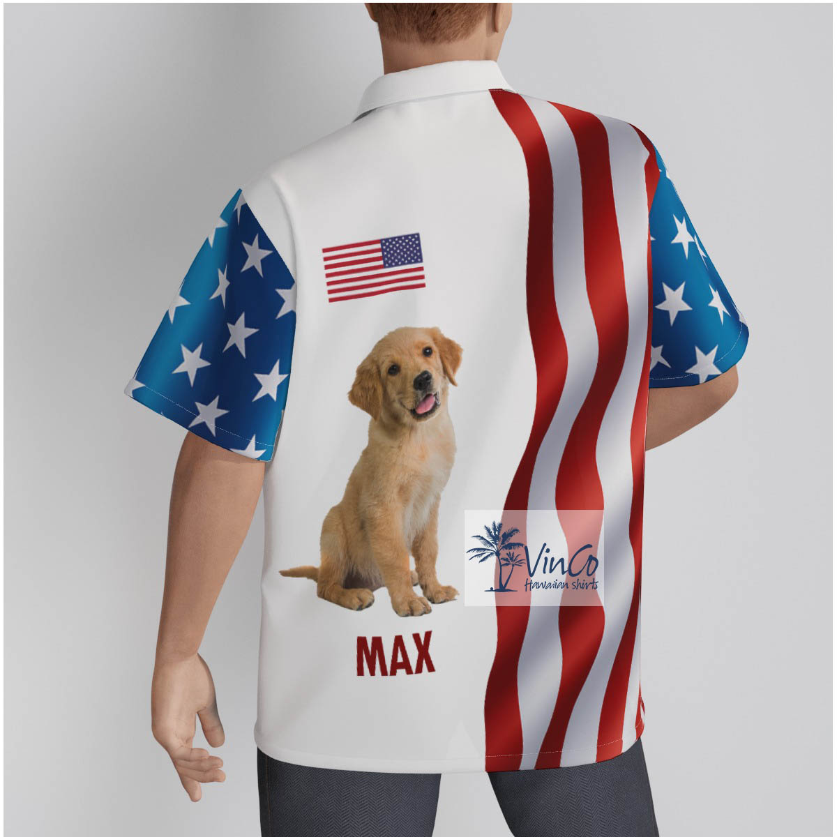 Custom Pet Hawaiian Shirt American Flag Pattern