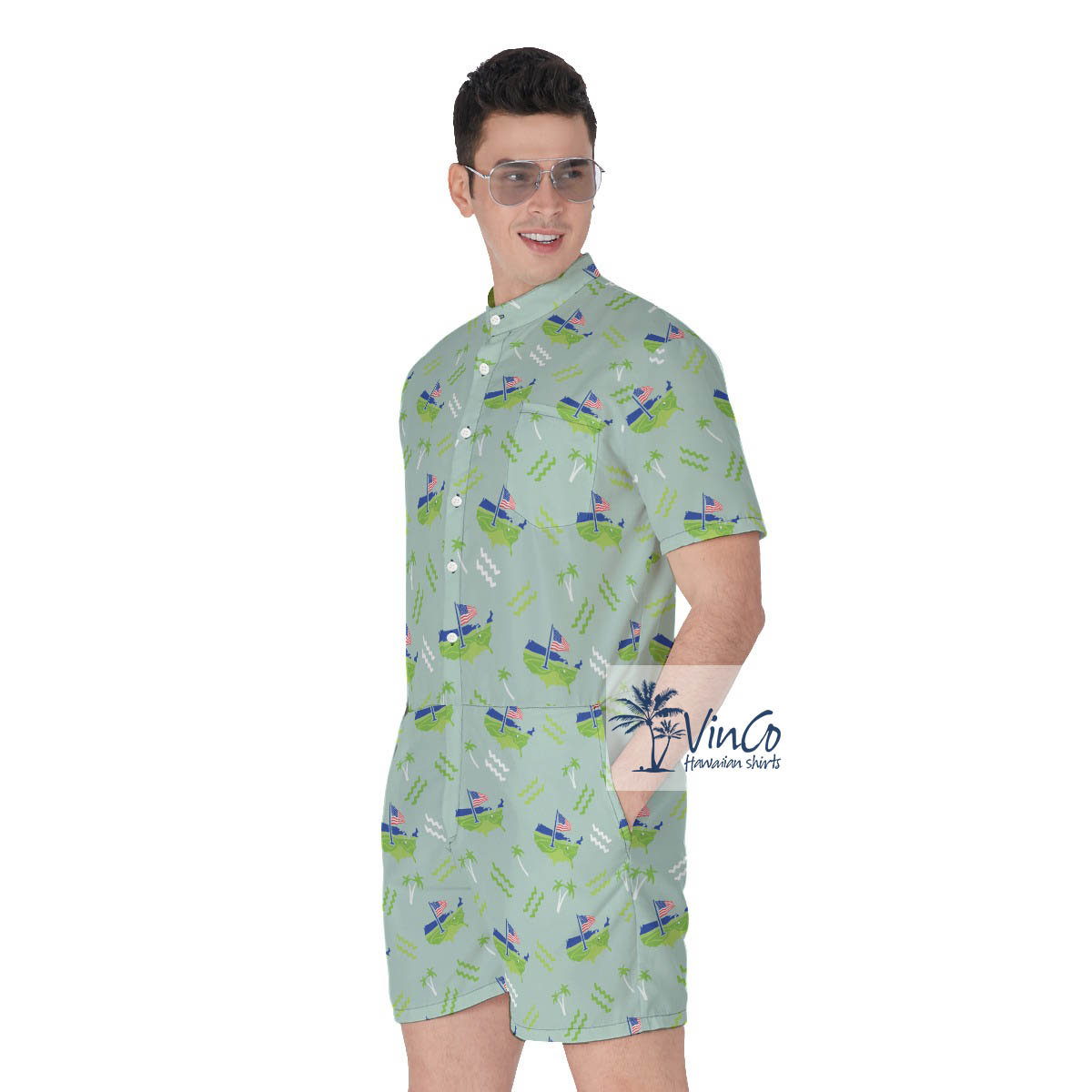 Cool American Golf Hawaiian Romper For Men