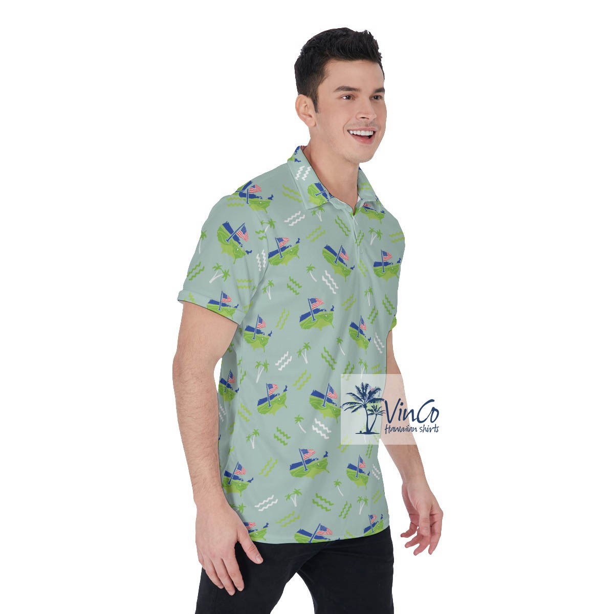 American Golf Tour Hawaiian Golf Polo Shirt For Men