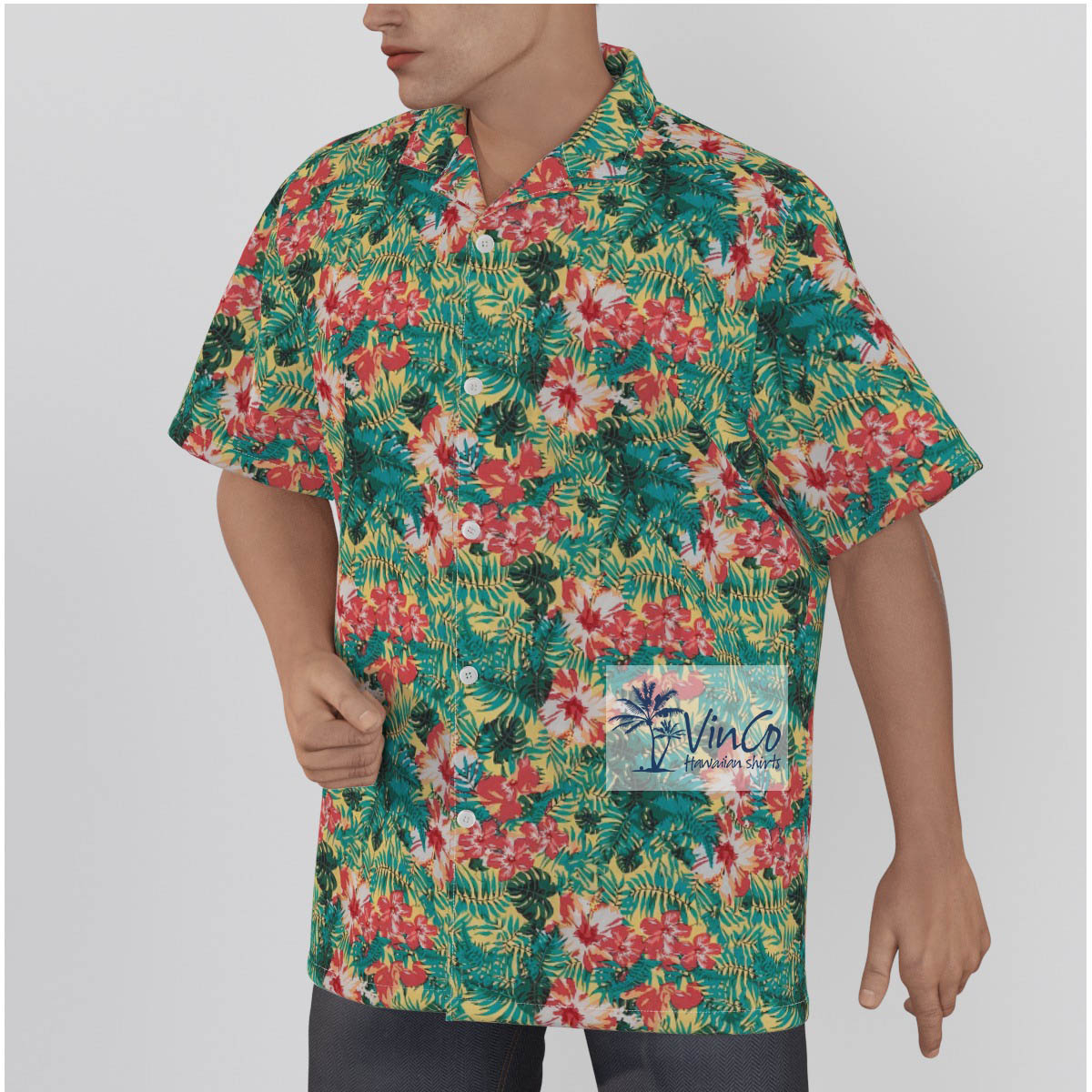 Tropical Flowers Cotton Hawaiian Shirt For Men