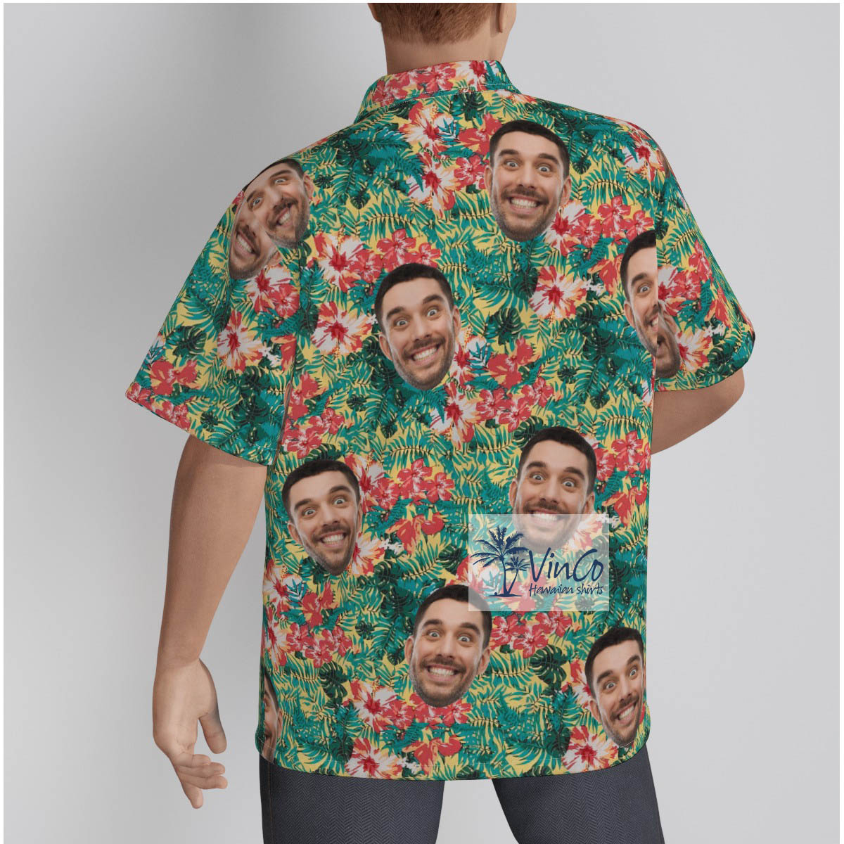 Custom Your Face Floral Hawaiian Button Up Shirt For Personalized Gifts