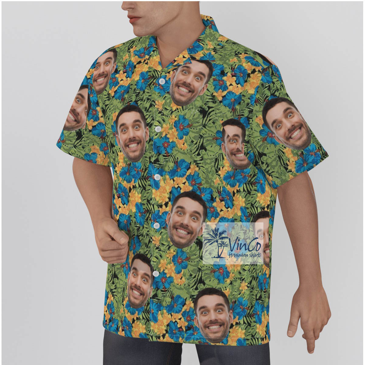 Cool Custom Multiple Face Button Up Hawaiian Shirts For Men