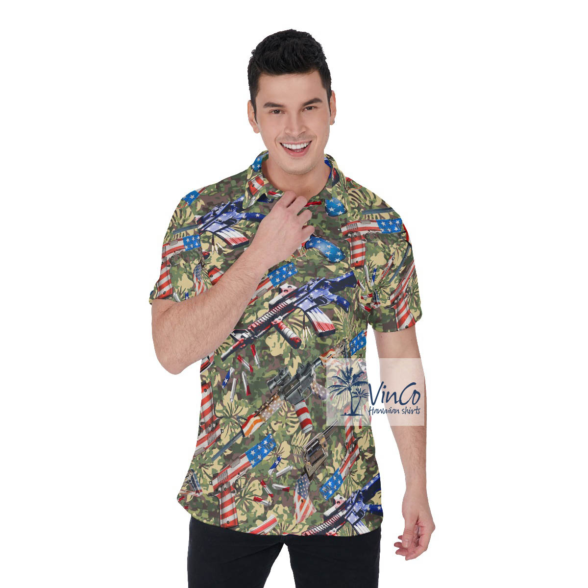 Tactical Camouflage Hawaiian Polo Golf Shirt For Men - variant image 1