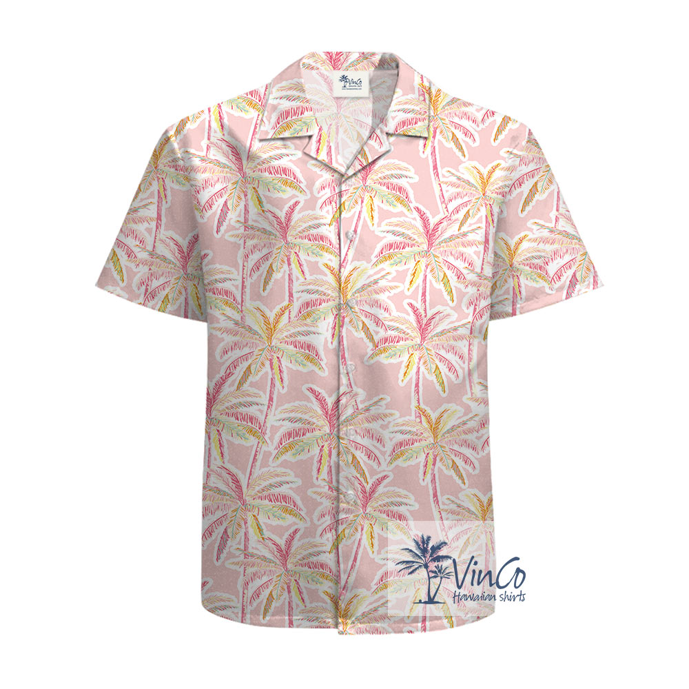 100% Cotton Pink Hawaiian Shirt For Men - variant image 1