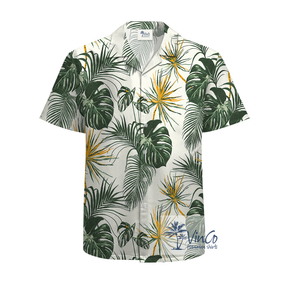 Tropical Leaf Hawaiian Cotton Shirt For Summer - variant image 1