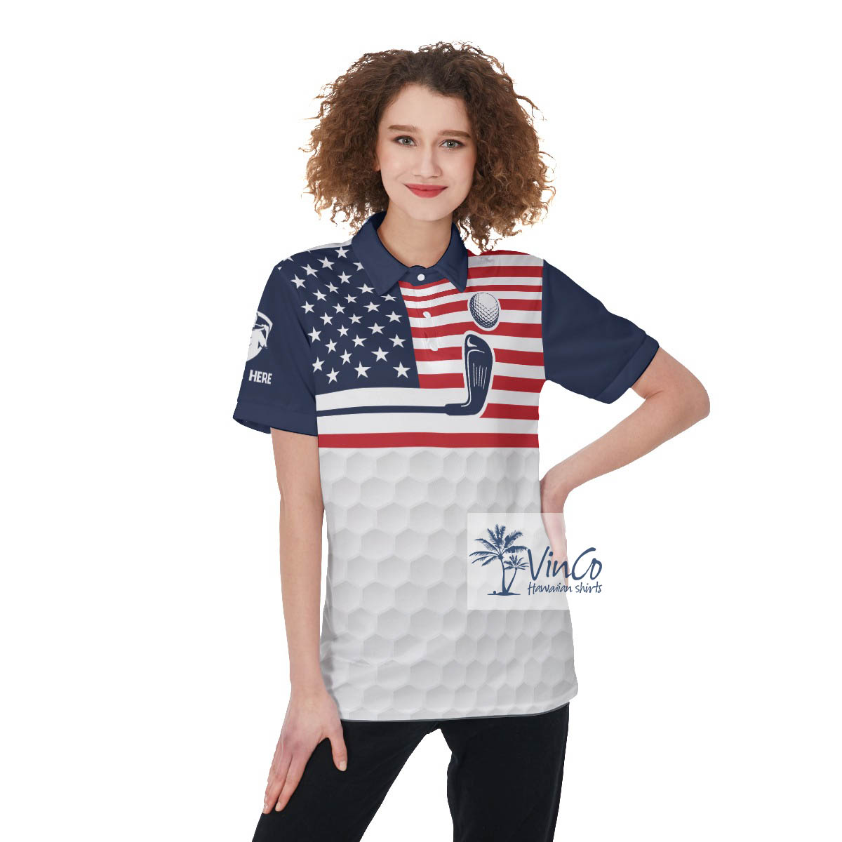 American Eagle Women's Golf Shirt With Custom Name - variant image 1