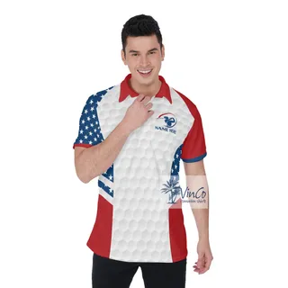Funny Custom Name American Flag Men's Golf Shirt