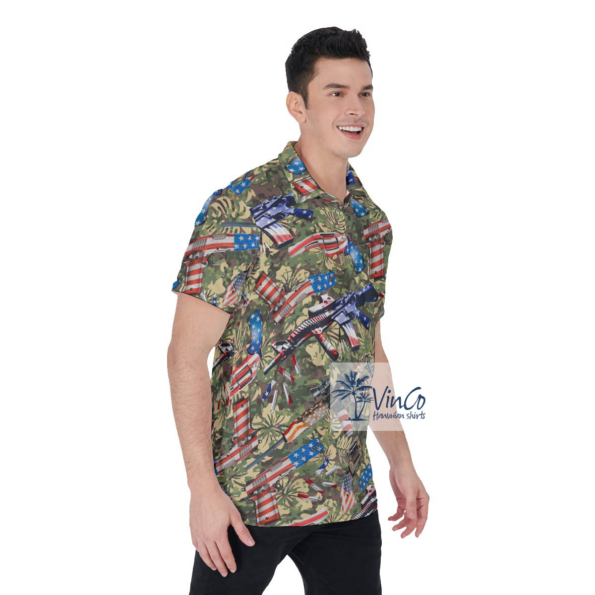 Tactical Camouflage Hawaiian Polo Golf Shirt For Men