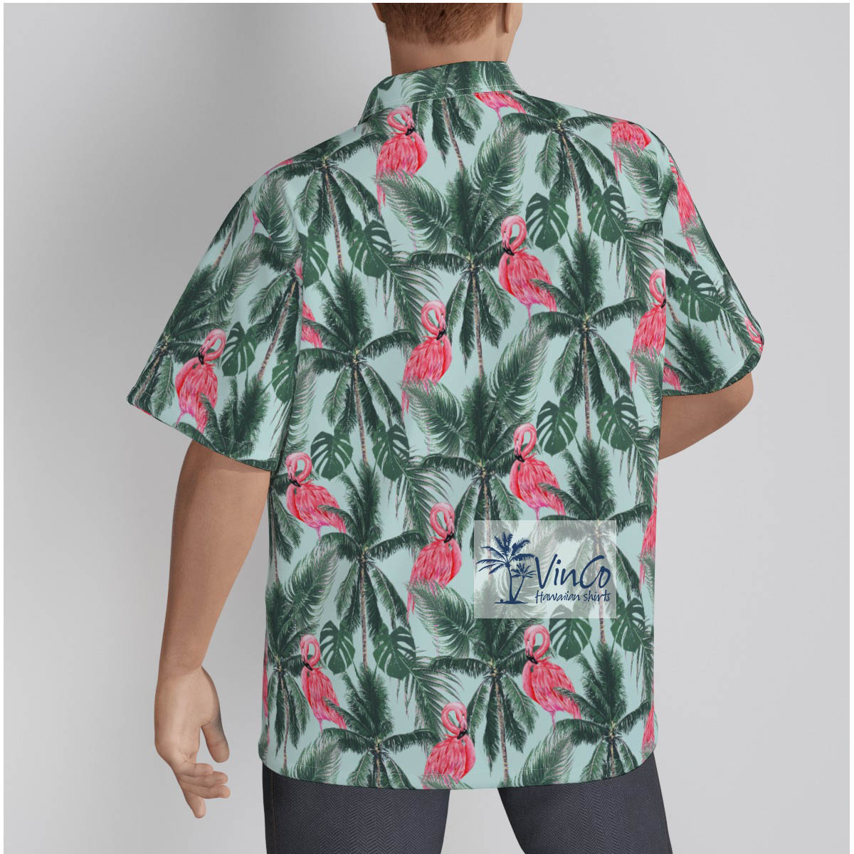 100% Cotton Flamingo Hawaiian Shirt Tropical Print