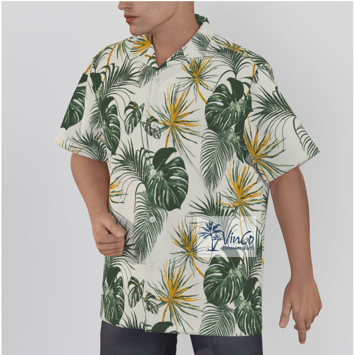 Tropical Leaf Hawaiian Cotton Shirt For Summer