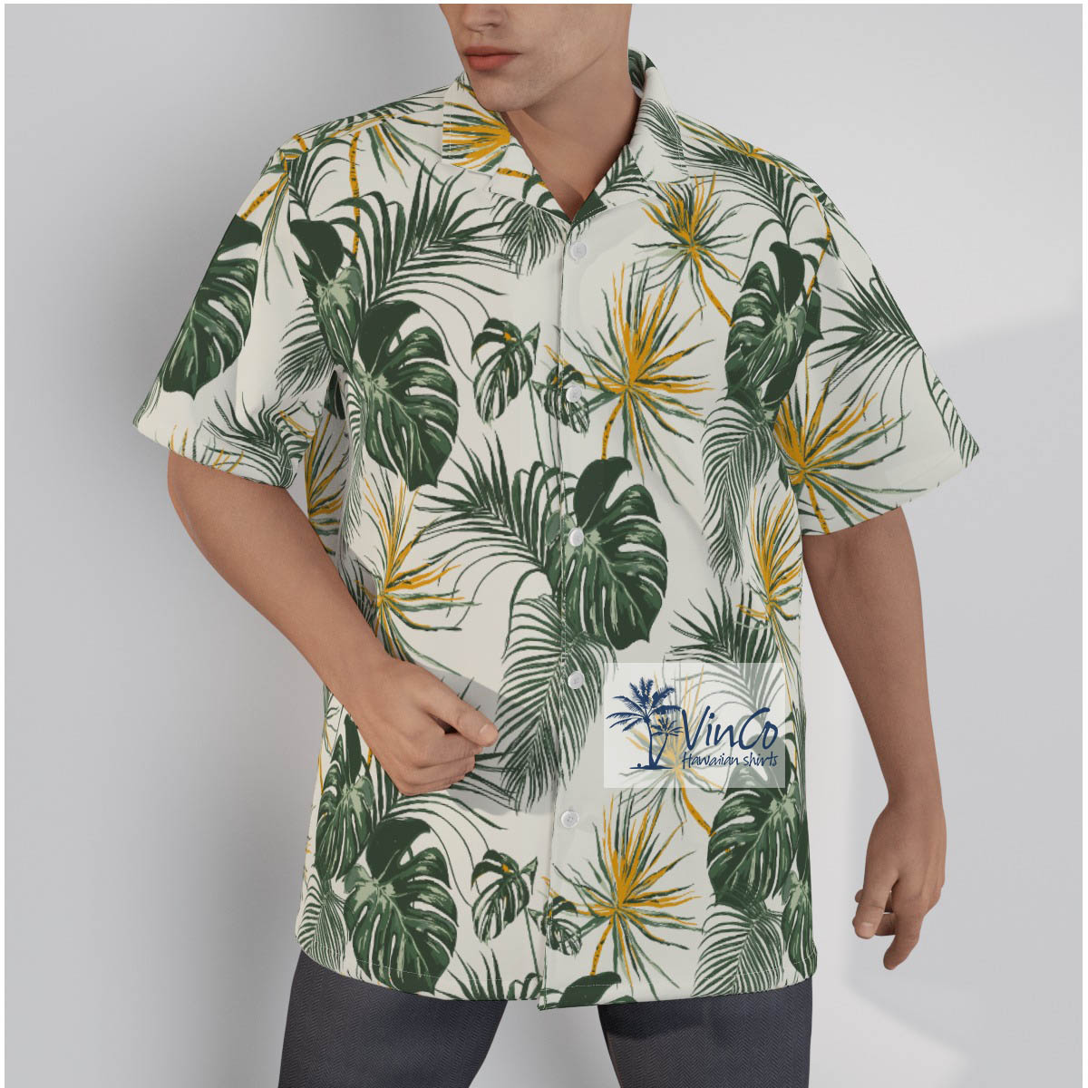 Tropical Leaf Hawaiian Cotton Shirt For Summer