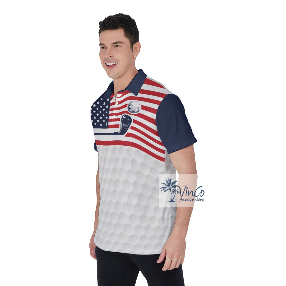 Custom Name American Eagle Golf Shirt For Men