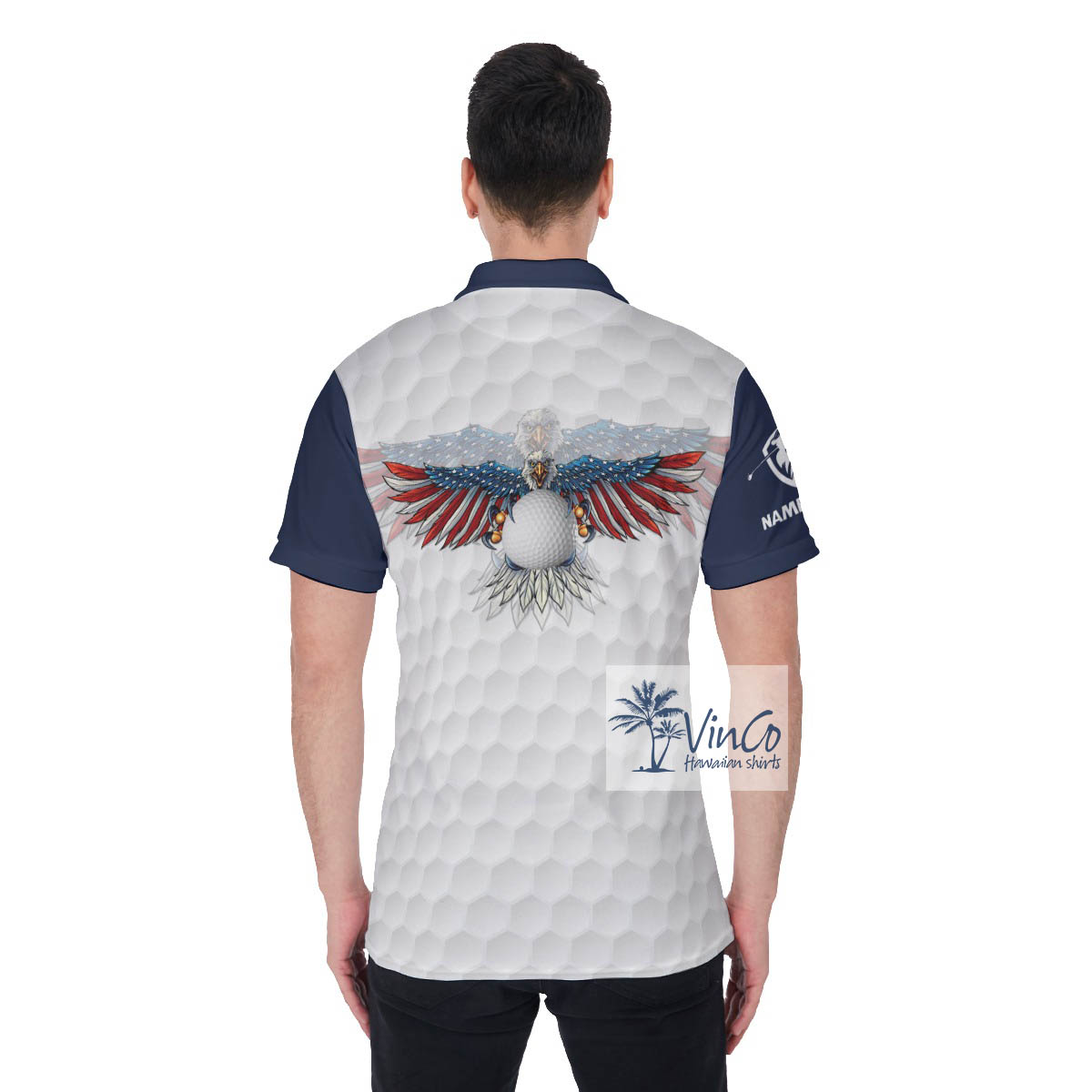 Custom Name American Eagle Golf Shirt For Men