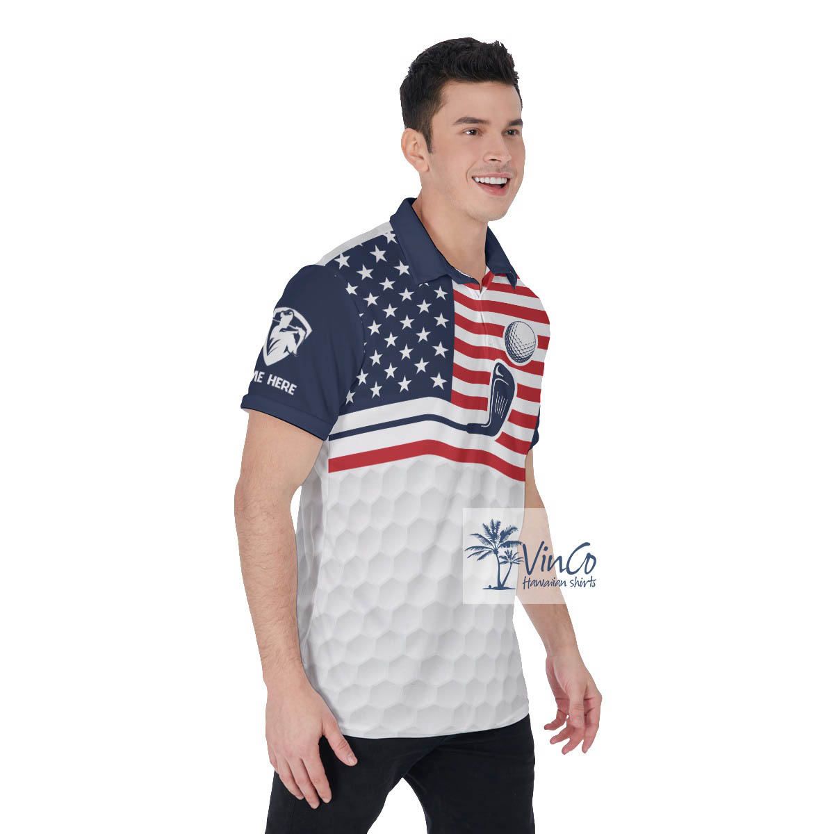 Custom Name American Eagle Golf Shirt For Men
