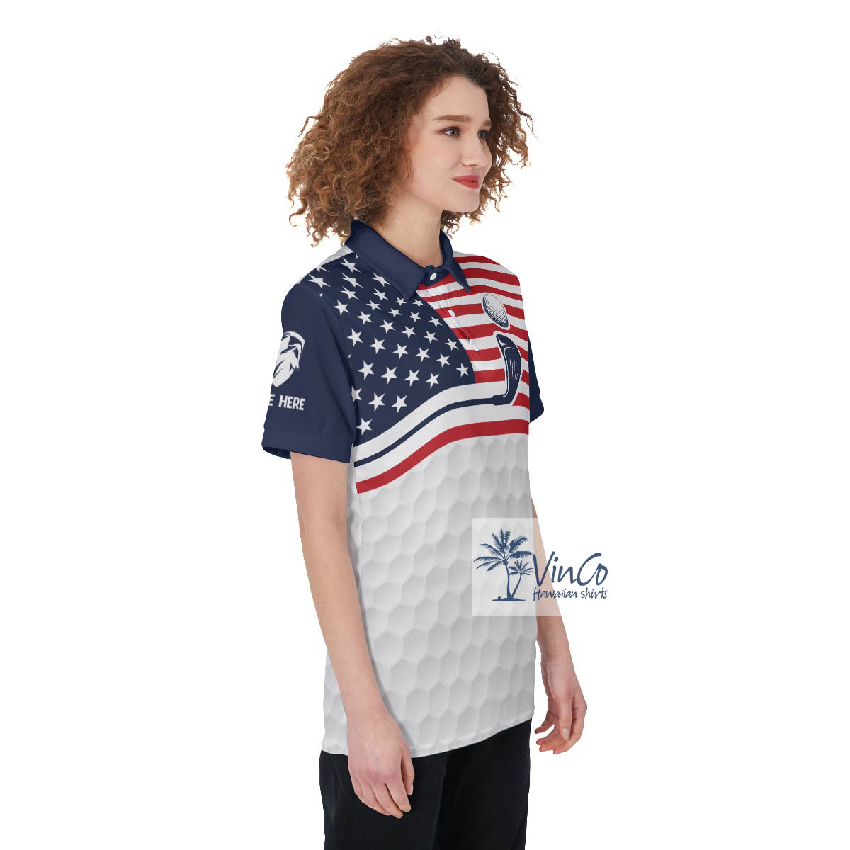 American Eagle Women's Golf Shirt With Custom Name