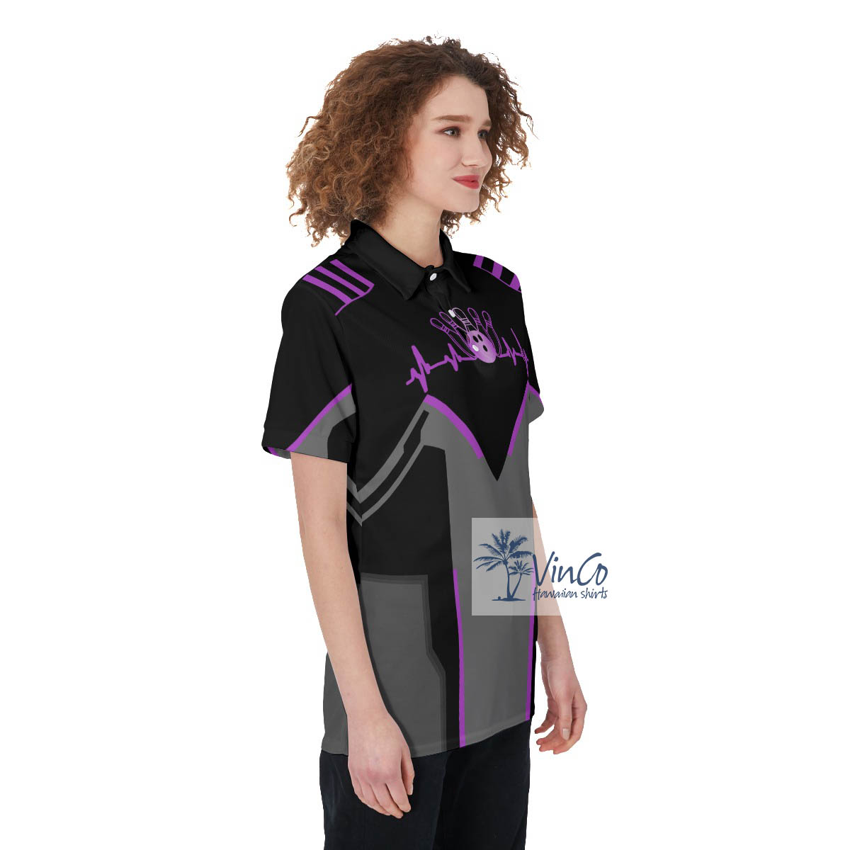 Custom Name And Team Name Women's Bowling Shirt