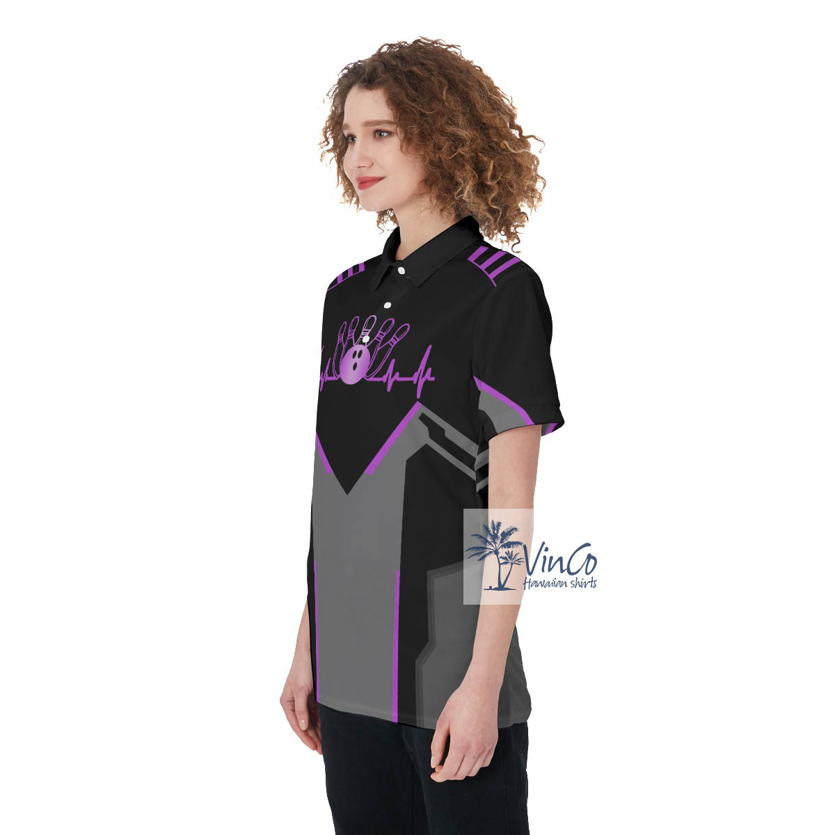 Custom Name And Team Name Women's Bowling Shirt