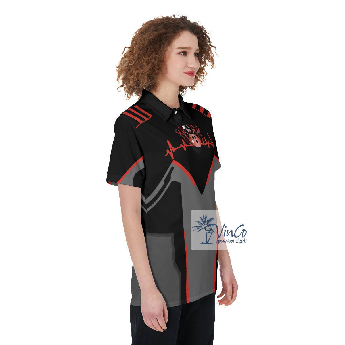 Bowling Ball And Pins Men's Polo Shirt With Custom Name