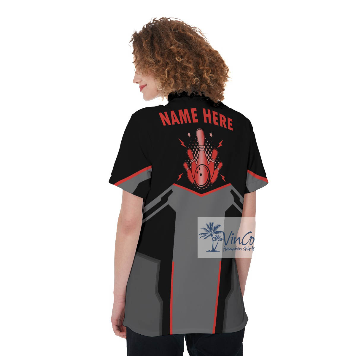 Bowling Ball And Pins Men's Polo Shirt With Custom Name