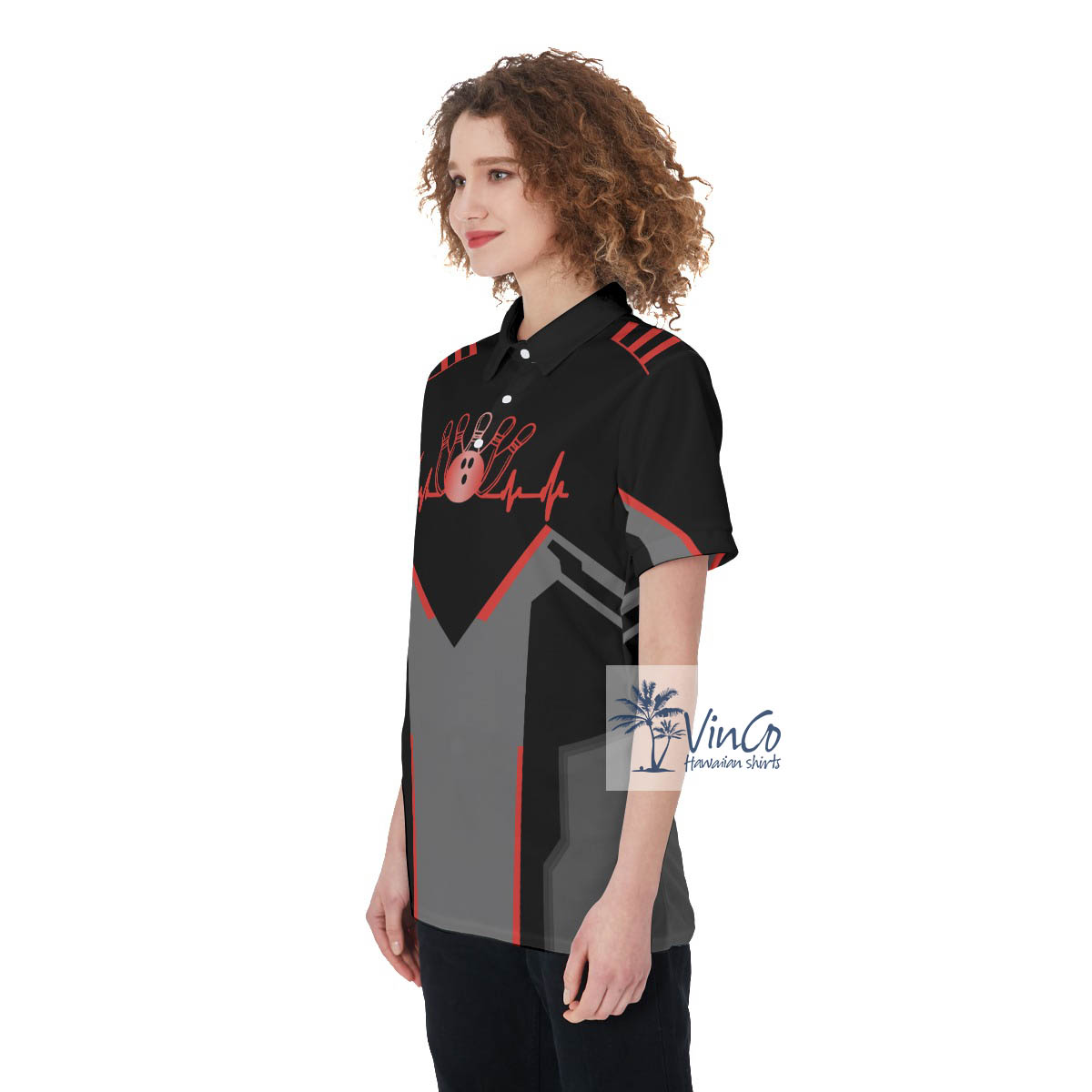 Bowling Ball And Pins Men's Polo Shirt With Custom Name