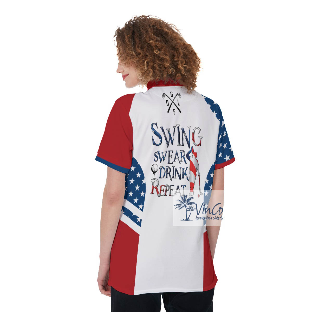 Swing Swear Drink Repeat Funny Women's Golf Shirt