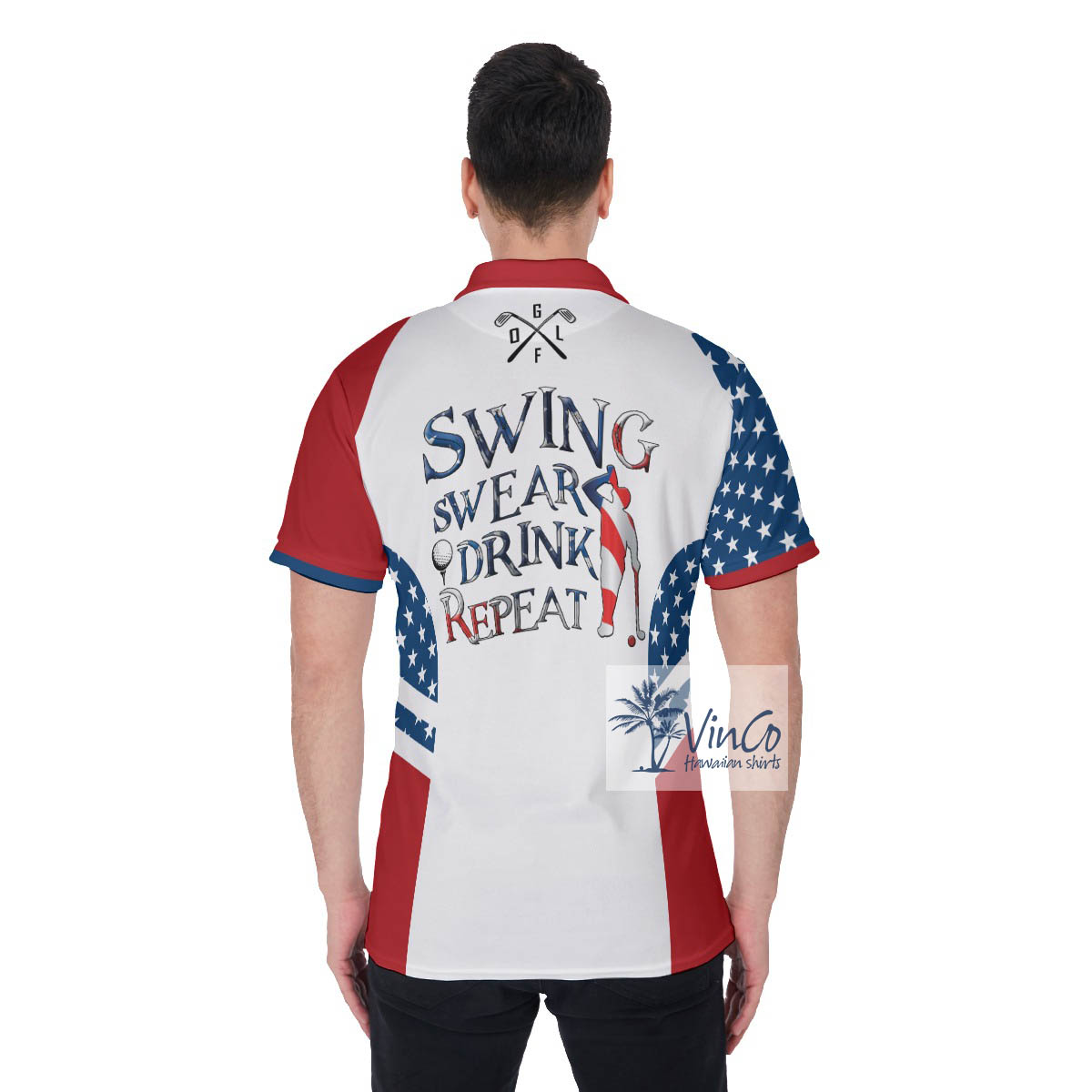 Swing Swear Drink Repeat Funny Golf Shirt For Men