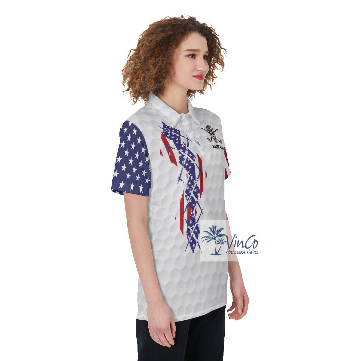 Your Hole Is My Goal Funny Skeleton Women's Golf Shirt With Custom Name