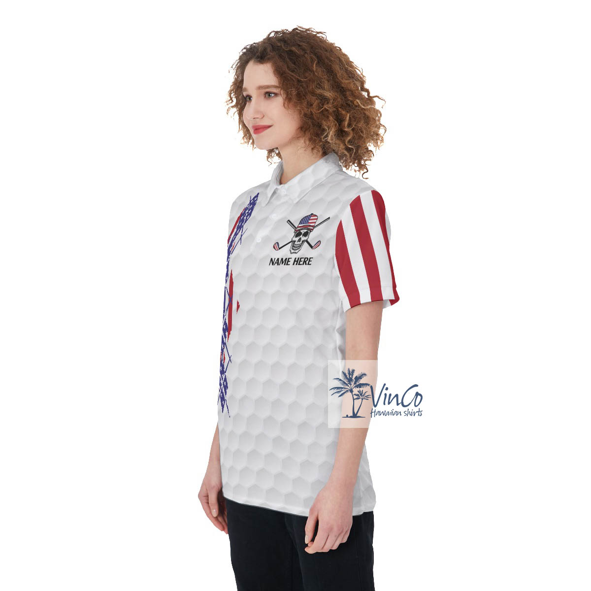 Your Hole Is My Goal Funny Skeleton Women's Golf Shirt With Custom Name