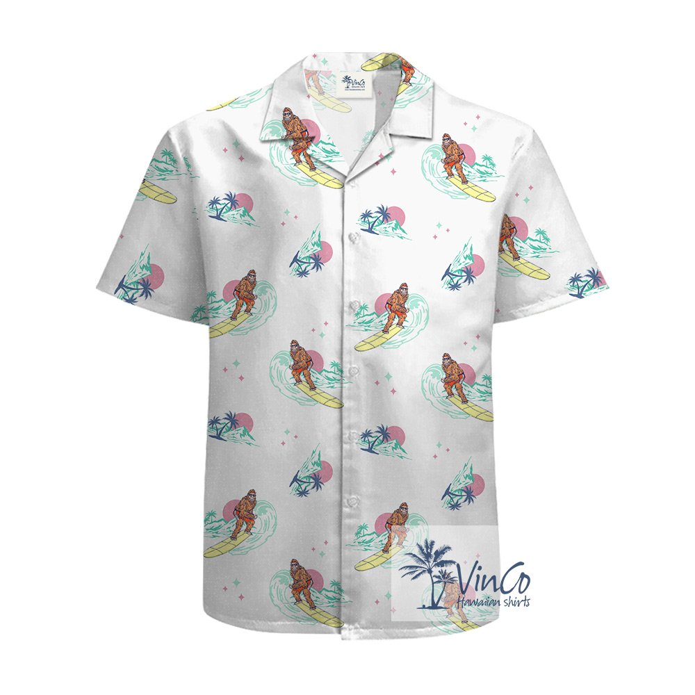 Bigfoot Surfing 100% Cotton Hawaiian Shirt For Men - variant image 1