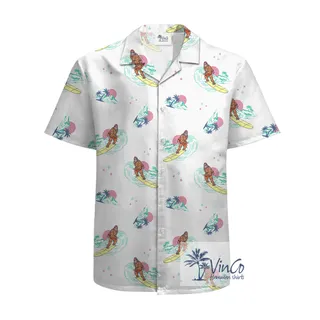 Bigfoot Surfing 100% Cotton Hawaiian Shirt For Men