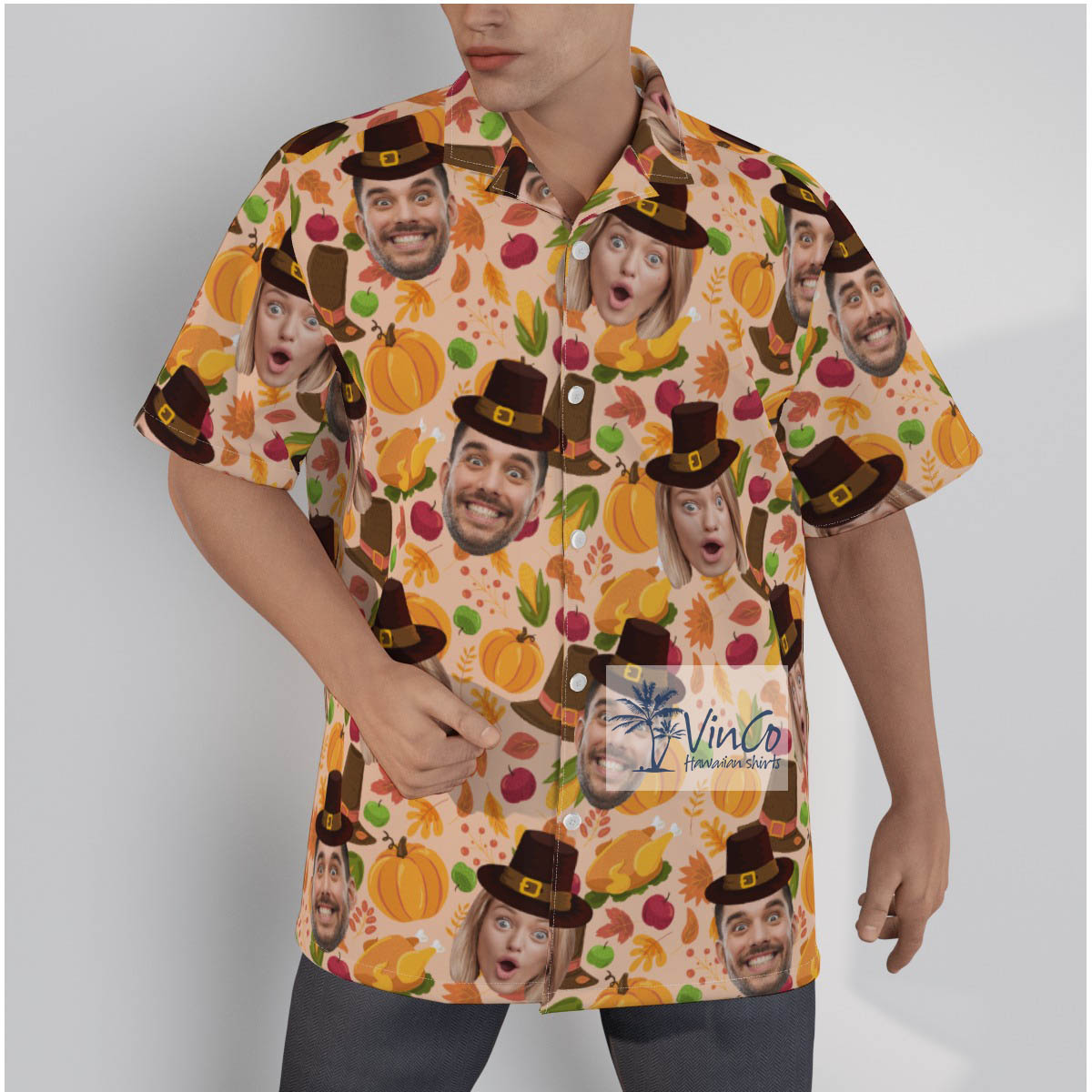 Custom Multiple Faces Thanksgiving Hawaiian Shirt - variant image 1
