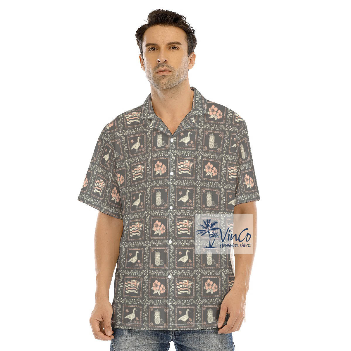 Nene American Flag Vintage Hawaiian Shirt For Men - variant image 1