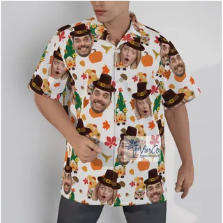 Funny Custom Multiple Faces Thanksgiving Gnomes Hawaiian Shirt