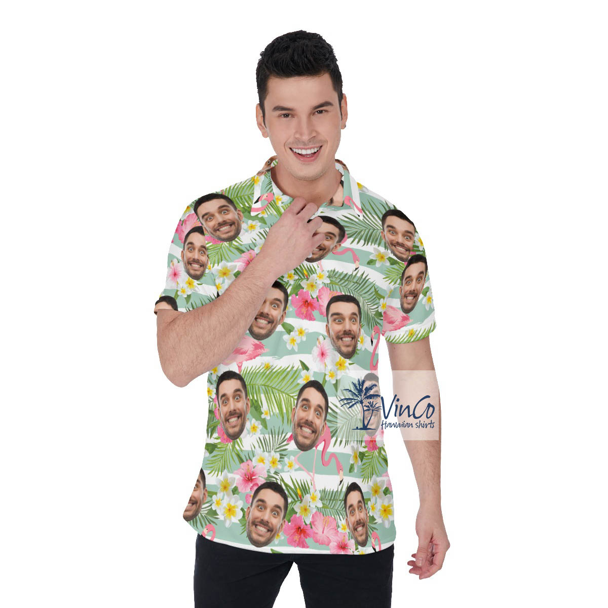Custom Your Faces Aloha Golf Shirt For Men - variant image 1