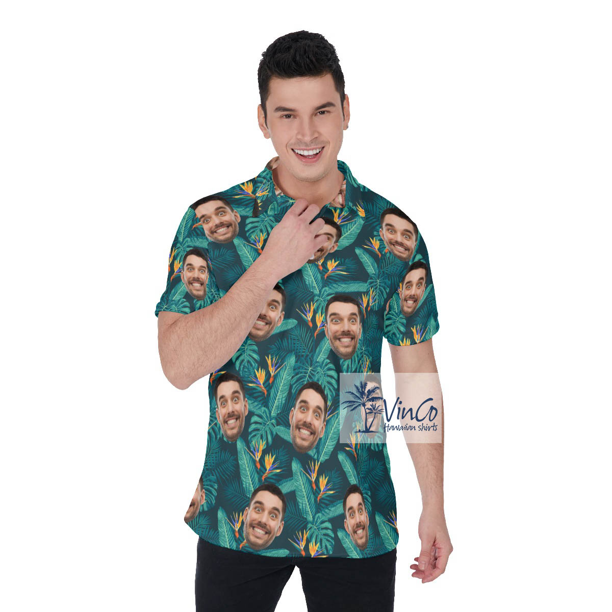 Custom Multiple Faces Tropical Polo Shirts - variant image 1