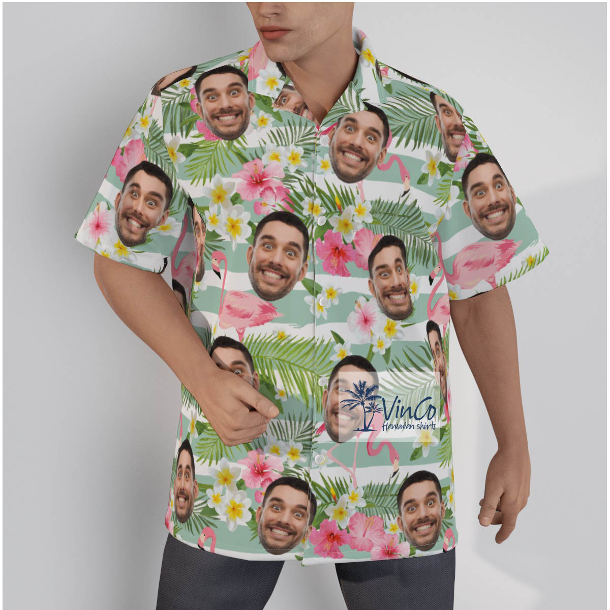 Flamingo Custom Hawaiian Shirts With Faces - variant image 1