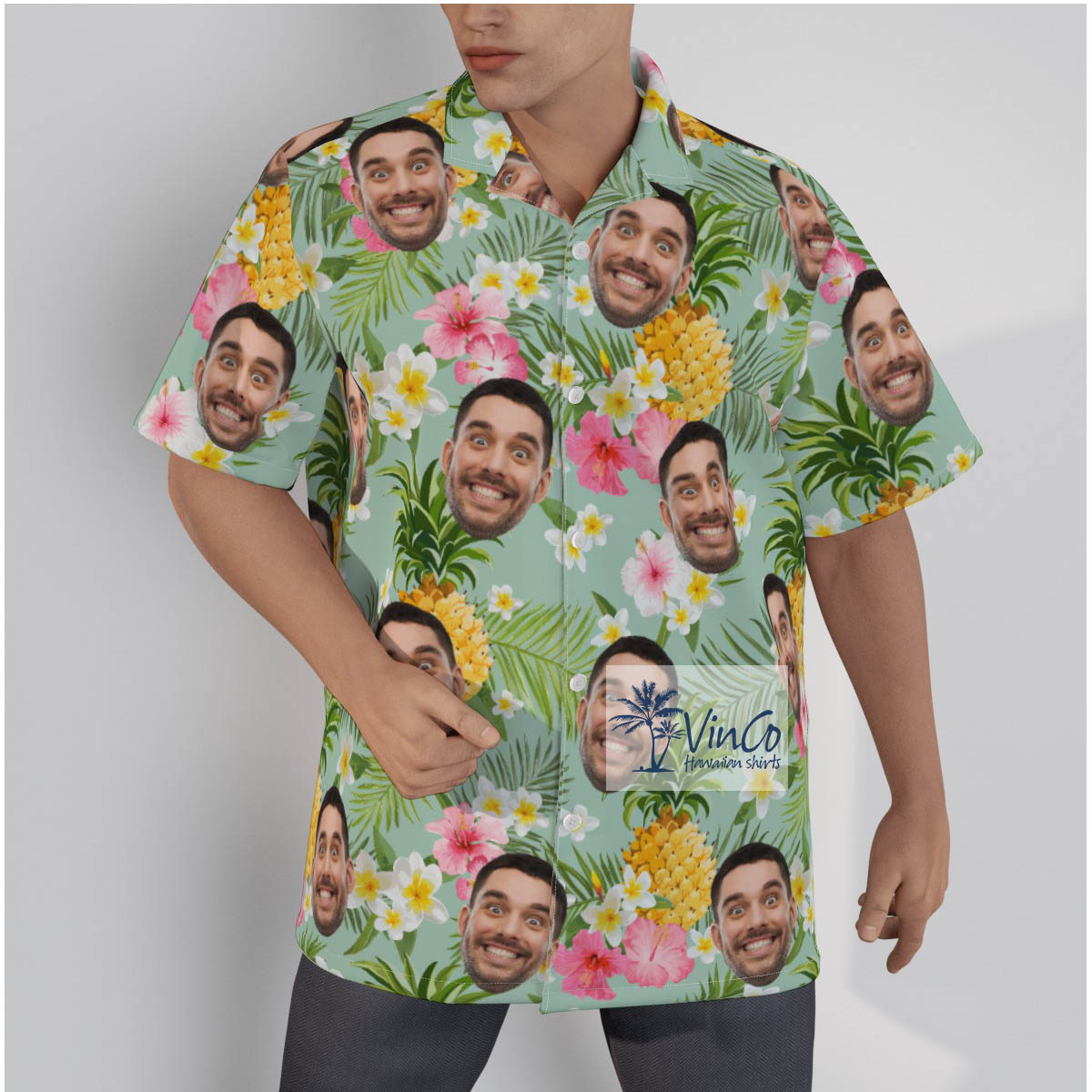 Personalized Faces Hawaiian Beach Shirt For Men - variant image 1