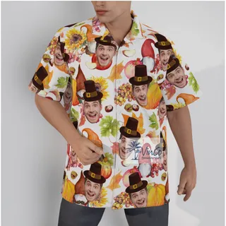 Funny Gnomes Thanksgiving Custom Face Hawaiian Shirt