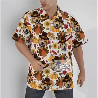 Funny Custom Thanksgiving Turkey Hawaiian Shirt With Dog Face